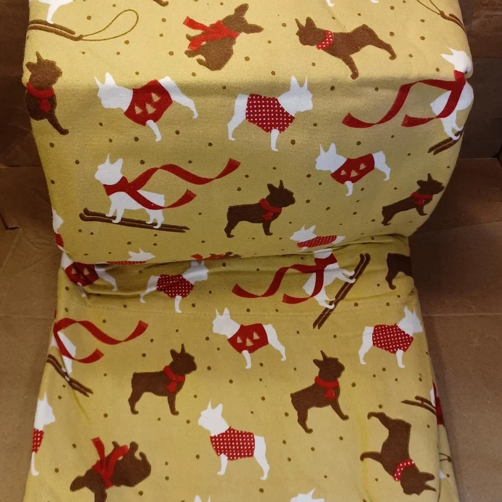 Martha Stewart Collection FULL Flannel Sheet Set PUPPY LOVE Dogs in Sweaters
